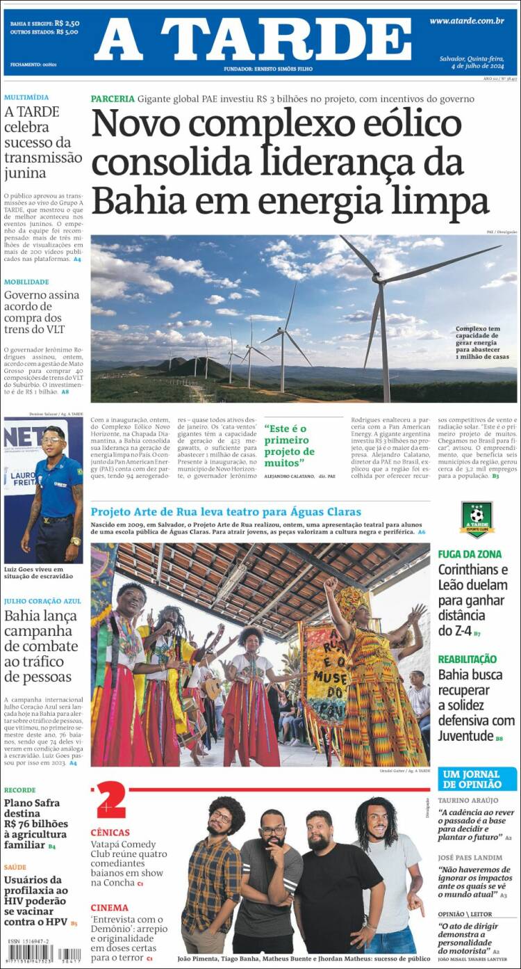 Portada de Diário A Tarde (Brasil)