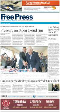 Portada de Winnipeg Free Press (Canadá)