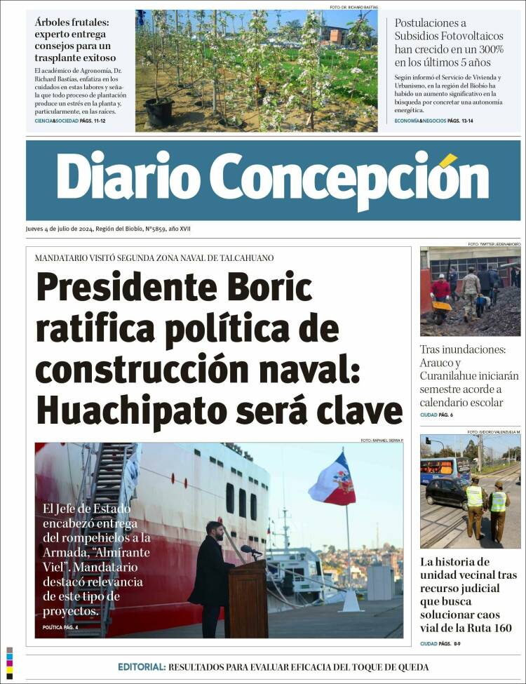 Portada de Diario de Concepción (Chile)