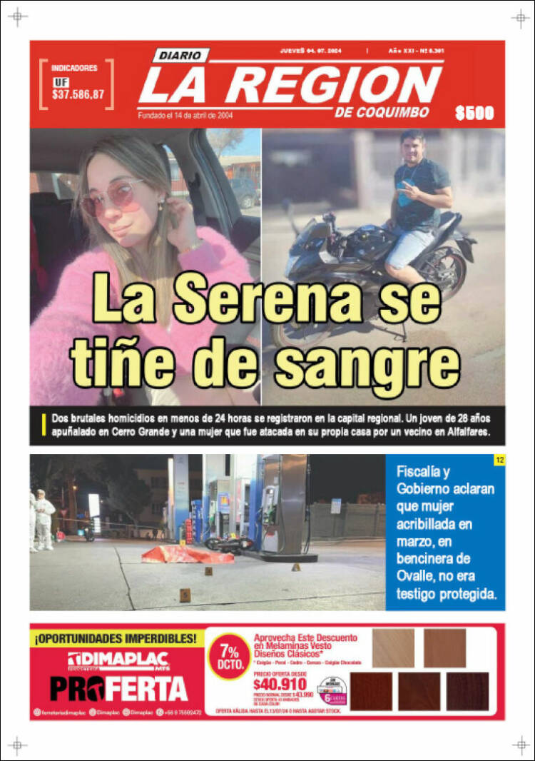 Portada de Diario La Región de Coquimbo (Chile)
