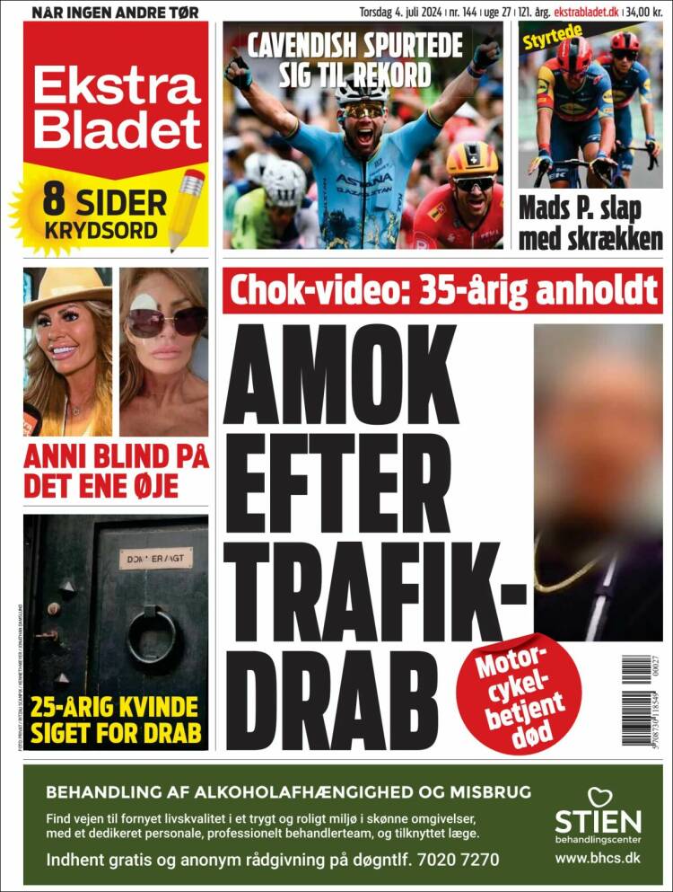 Portada de Ekstra Bladet (Dinamarca)
