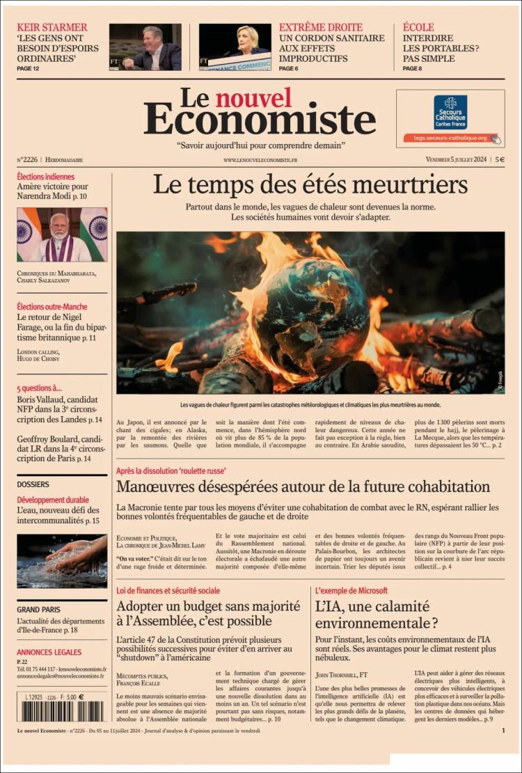 Portada de Le nouvel Economiste (Francia)