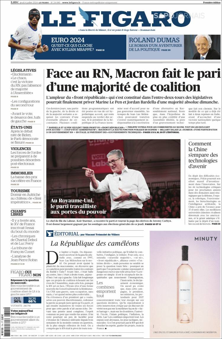Portada de Le Figaro (Francia)