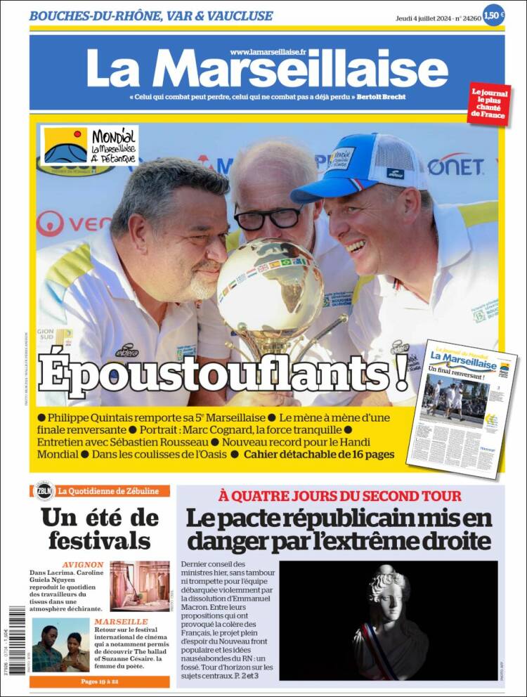 Portada de La Marseillaise (Francia)