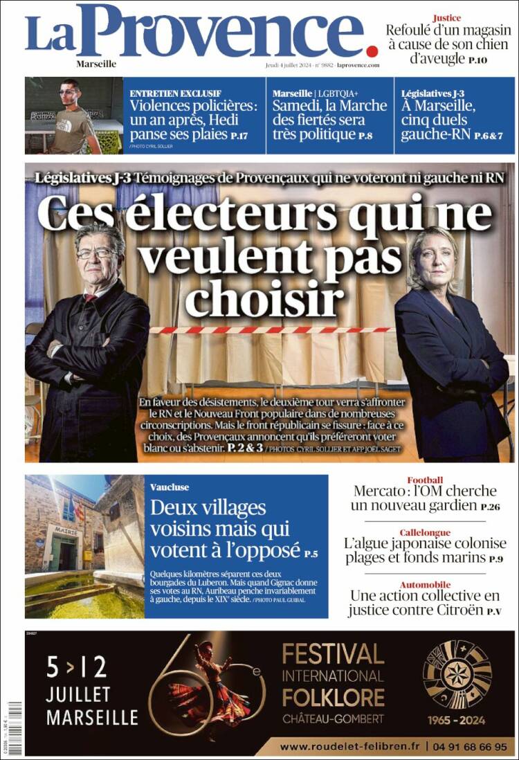 Portada de La Provence (Francia)
