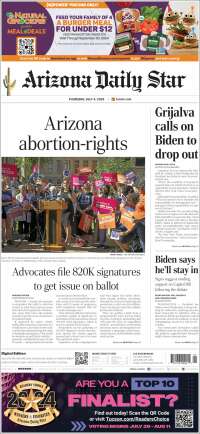 Portada de Arizona Daily Star (USA)