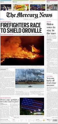 Portada de San Jose Mercury News (USA)