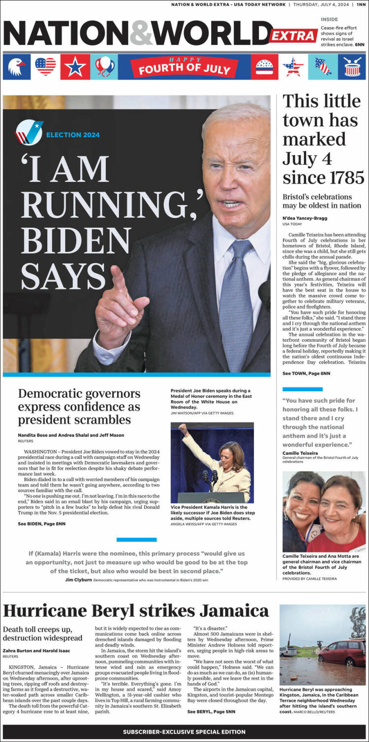 Portada de USA Today (USA)