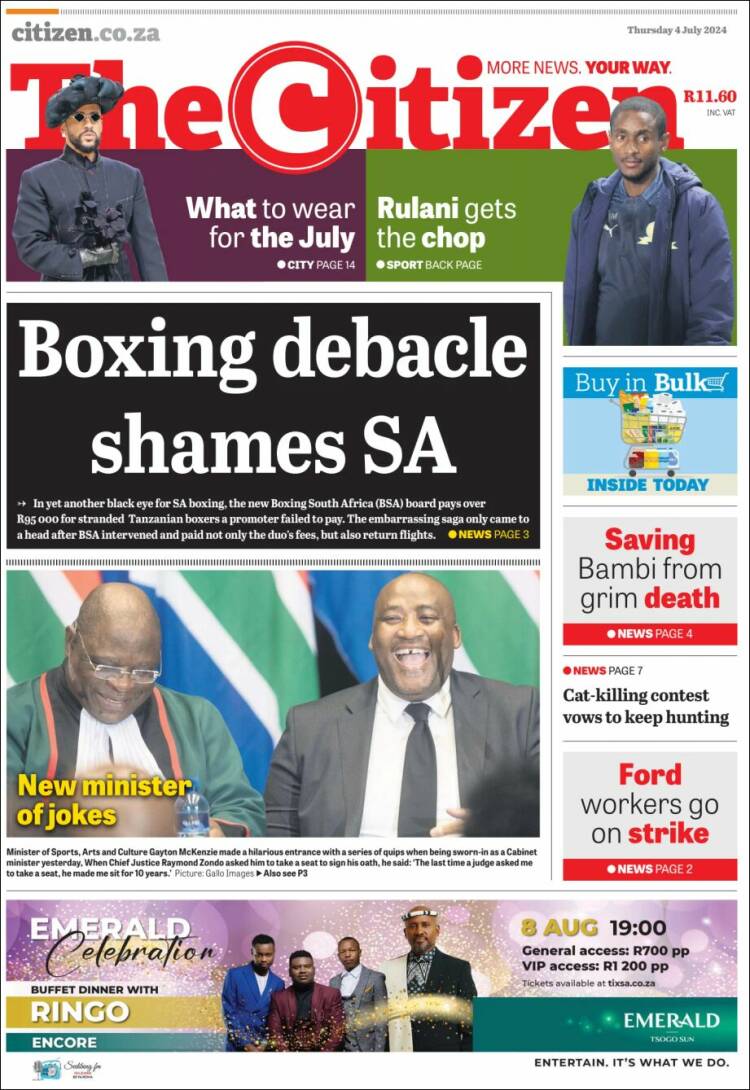 Portada de The Citizen (Sud&aacute;frica)