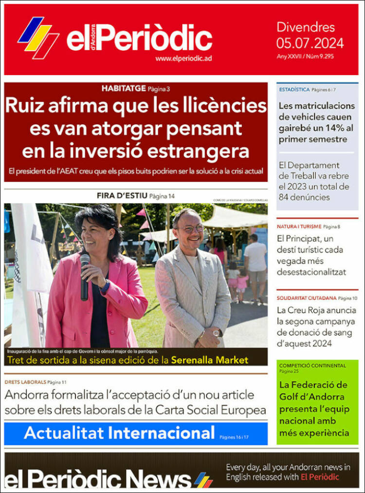 Portada de El Periòdic d'Andorra (Andorra)