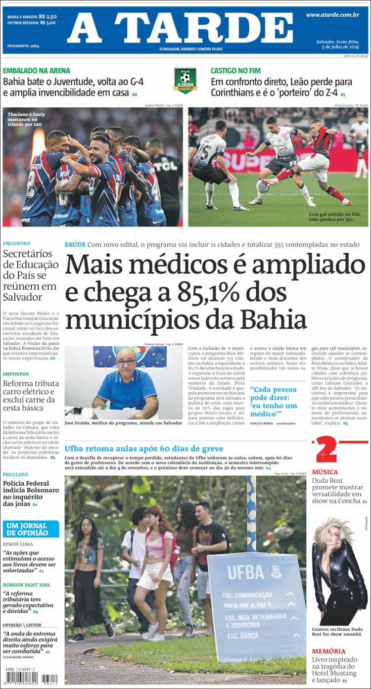 Portada de Diário A Tarde (Brasil)