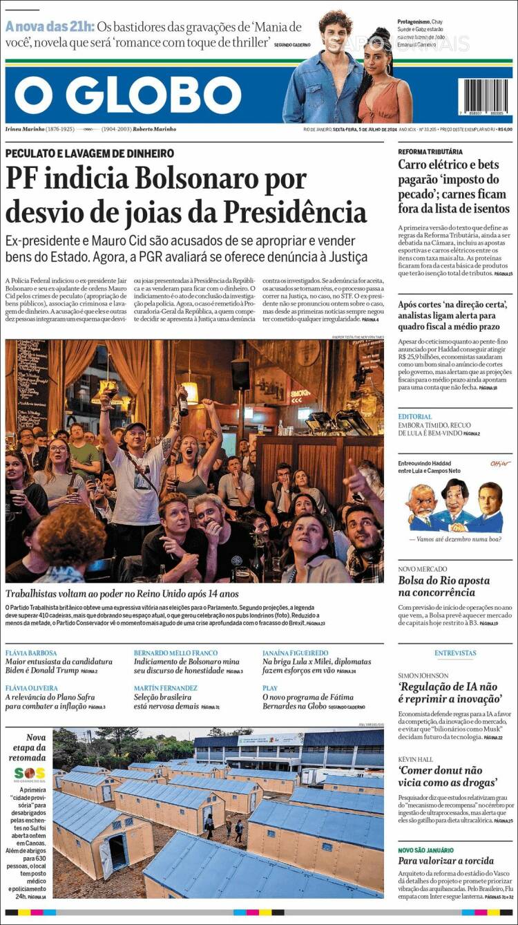 Portada de O Globo (Brasil)