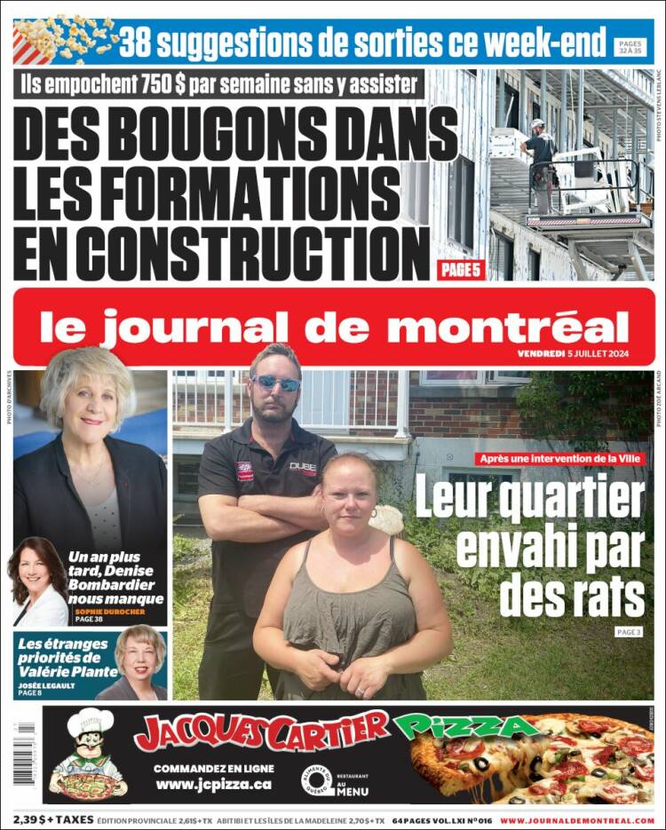 Portada de Le Journal de Montréal (Canadá)