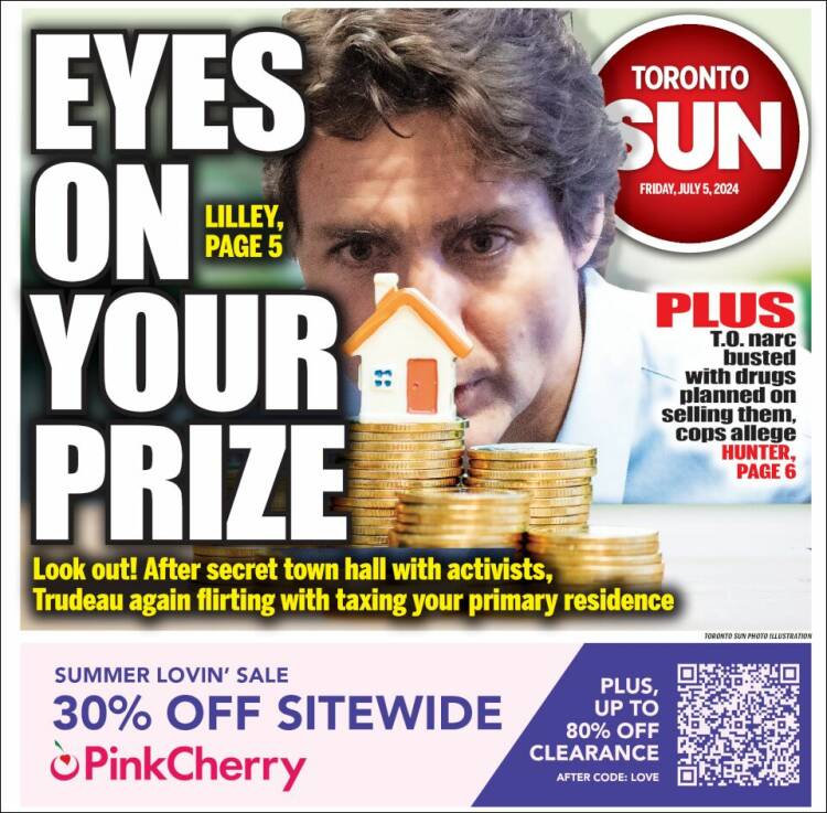 Portada de The Toronto Sun (Canadá)