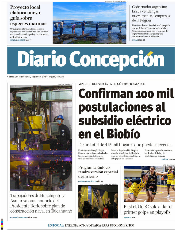 Portada de Diario de Concepción (Chile)