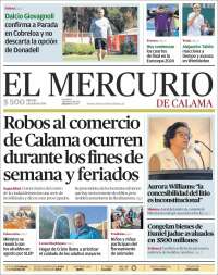 Portada de El Mercurio - Calama (Chile)