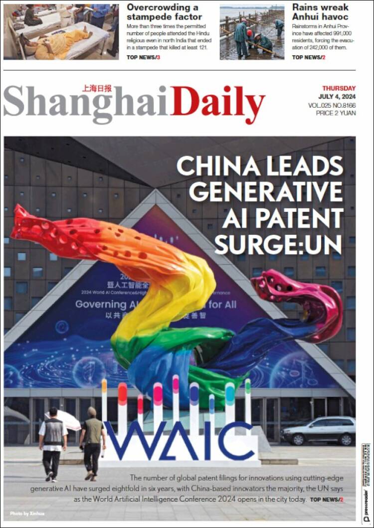 Portada de Shanghai Daily (China)