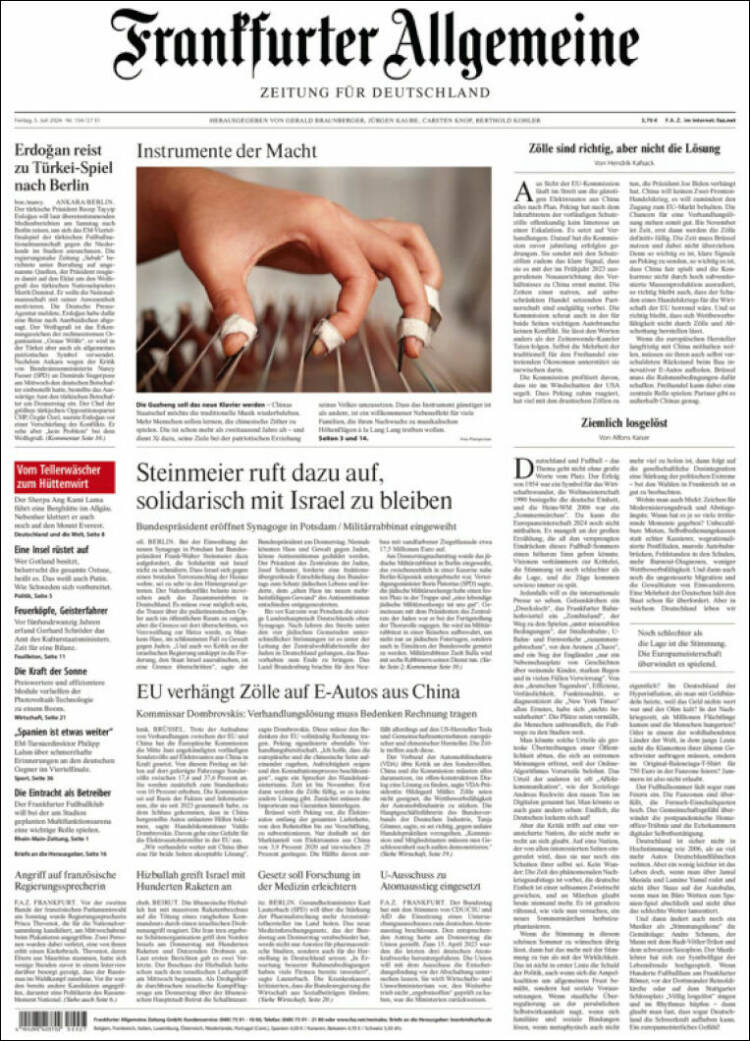 Portada de Frankfurter Allgemeine (Alemania)