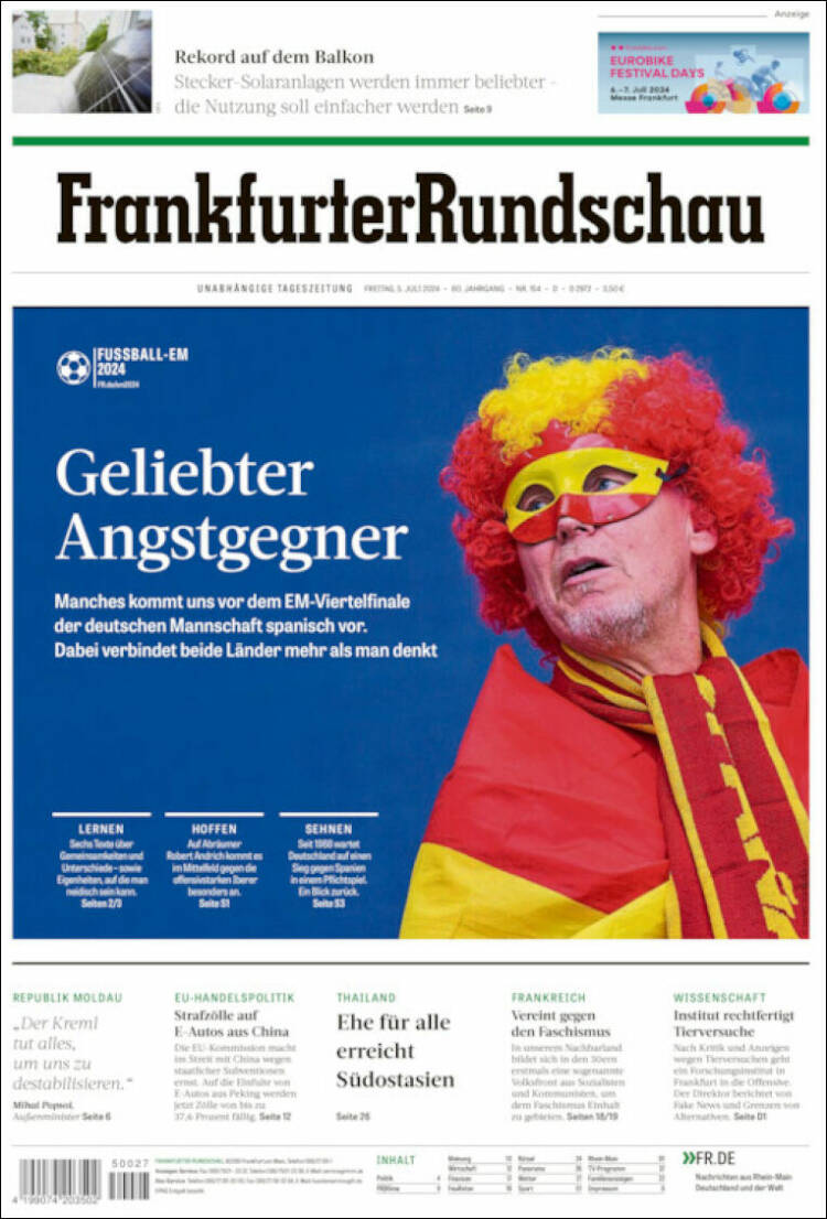 Portada de Frankfurter Rundschau (Alemania)