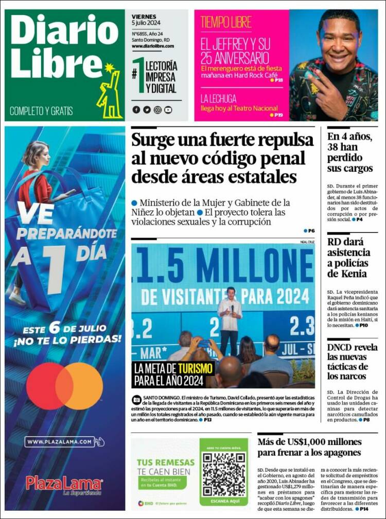 Portada de Diario Libre (R. Dominicana)
