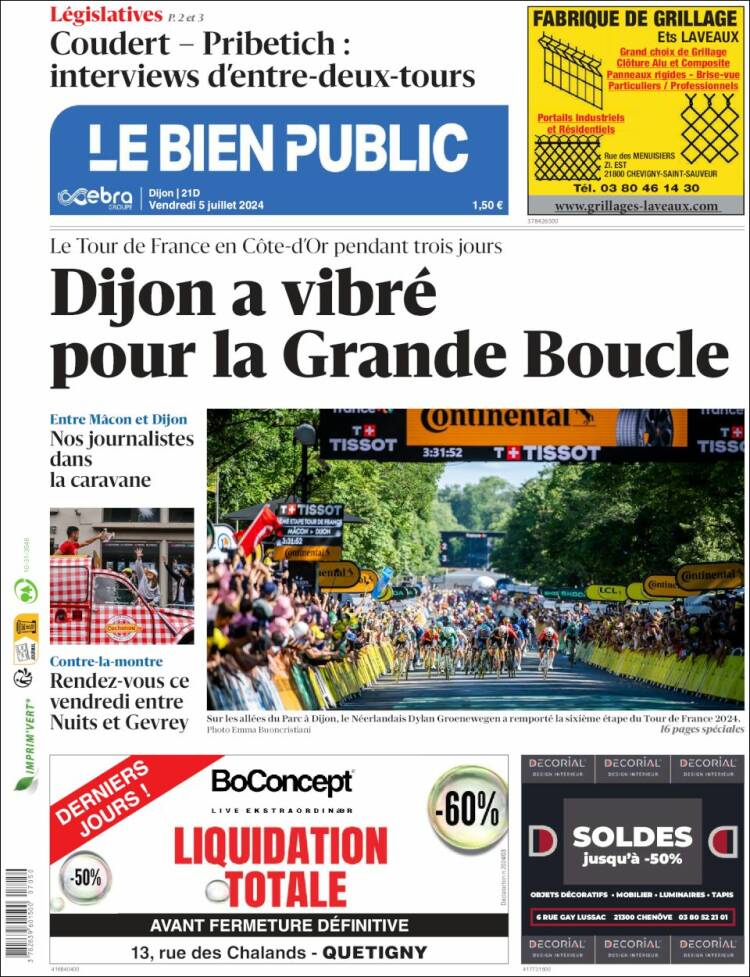 Portada de Le Bien Public (Francia)