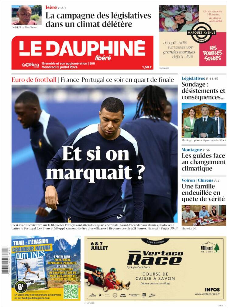 Portada de Le Dauphiné Libéré (Francia)