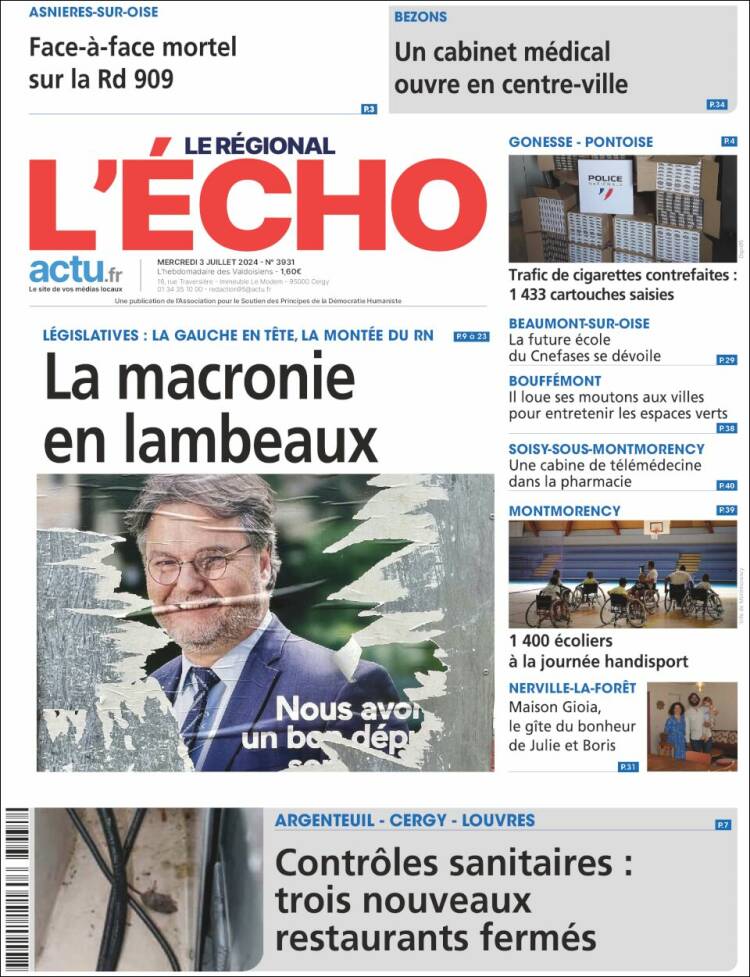 Portada de L'Echo de la Haute-Vienne (Francia)