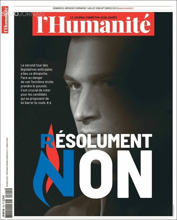 Portada de l'Humanite (Francia)