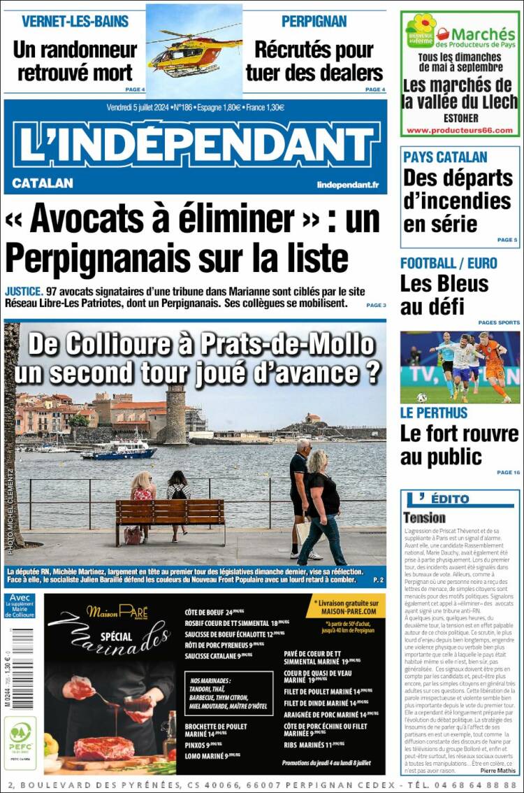 Portada de Le Indépendant (Francia)