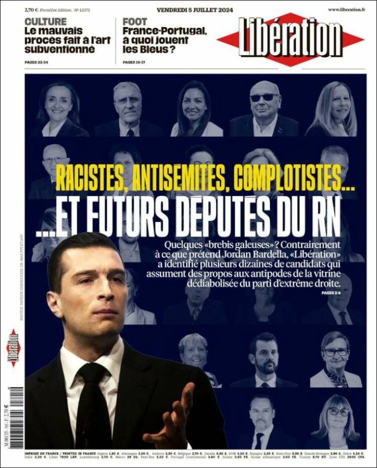 Portada de Libération (Francia)