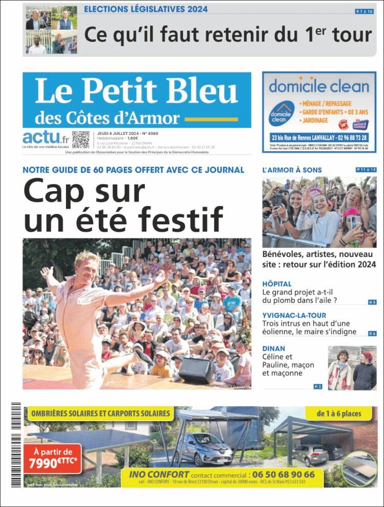 Portada de Le Petit Bleu (Francia)