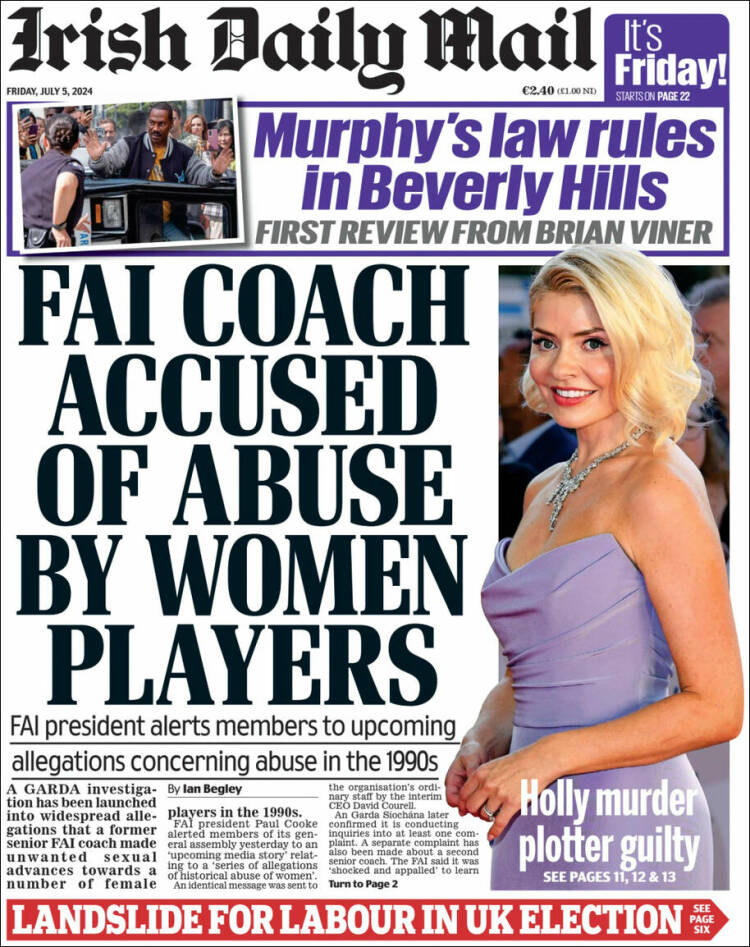 Portada de Irish Daily Mail (Irlanda)