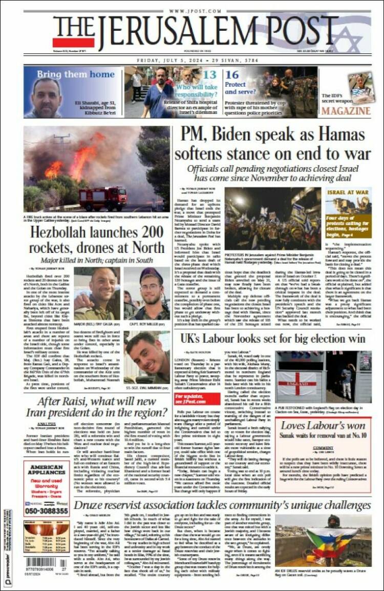 Portada de The Jerusalem Post (Israel)