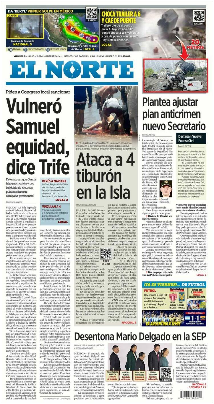 Portada de El Norte (México)