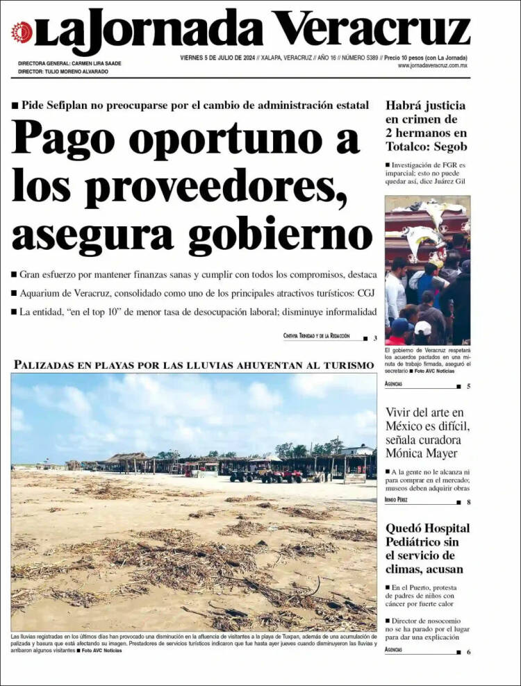 Portada de La Jornada Veracruz (Mexique)