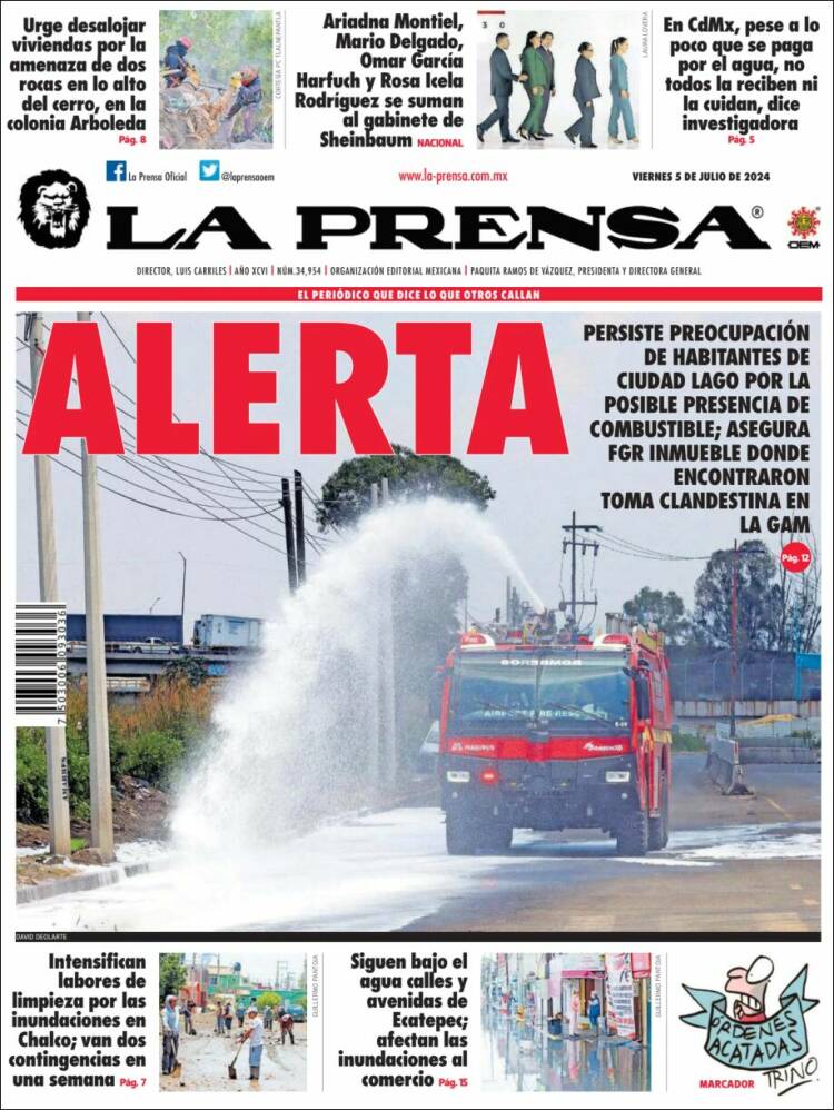 Portada de La Prensa (Mexique)