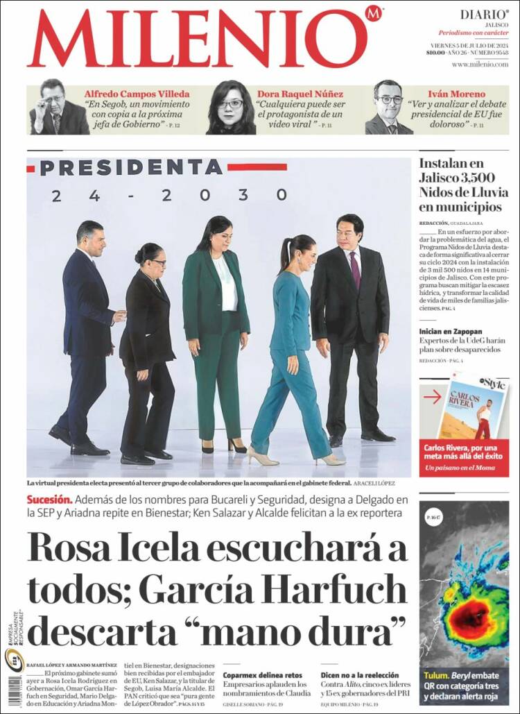 Portada de Milenio - Jalisco (México)