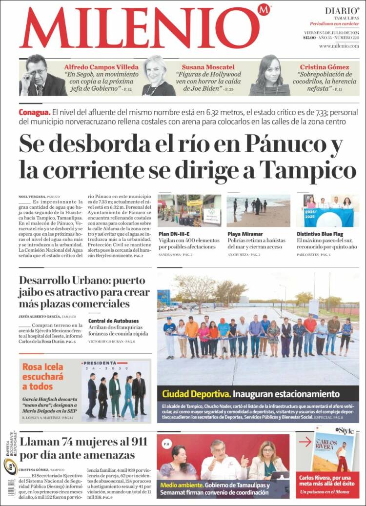 Portada de Milenio - Tamaulipas (México)