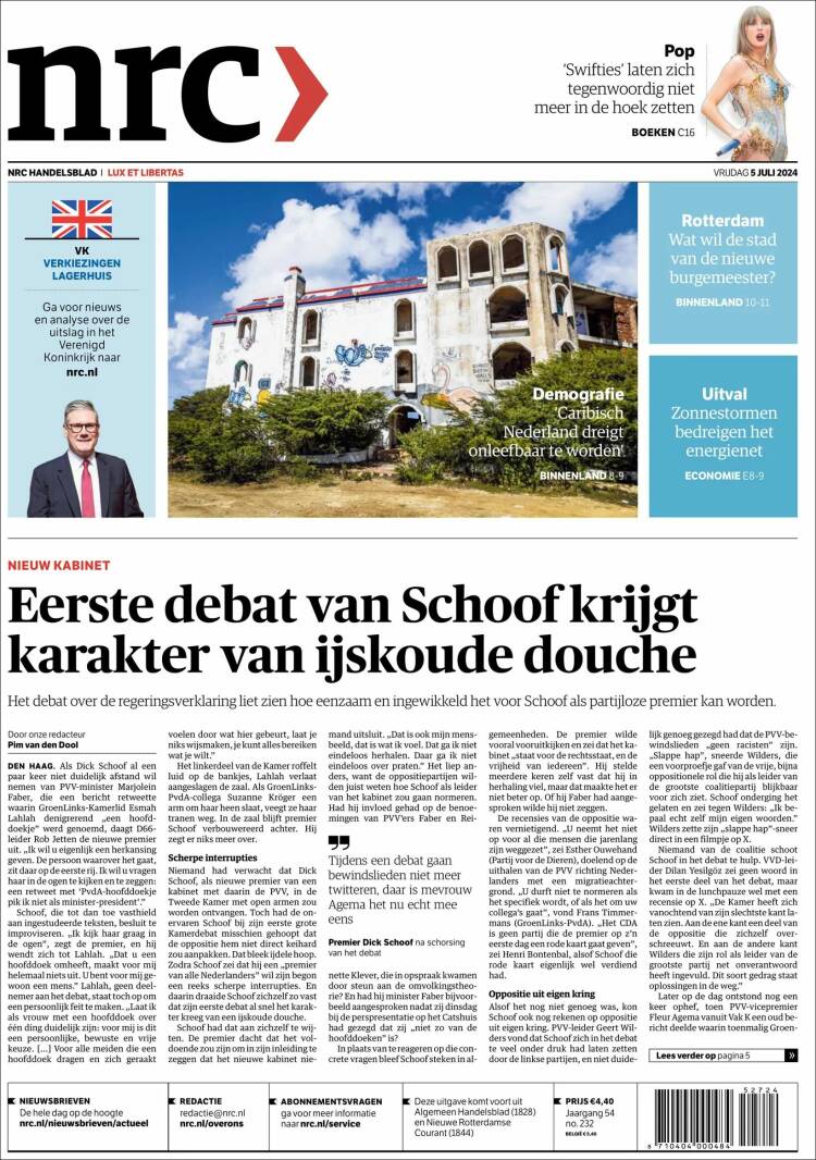 Portada de NRC Handelsblad (Pa&iacute;ses Bajos)