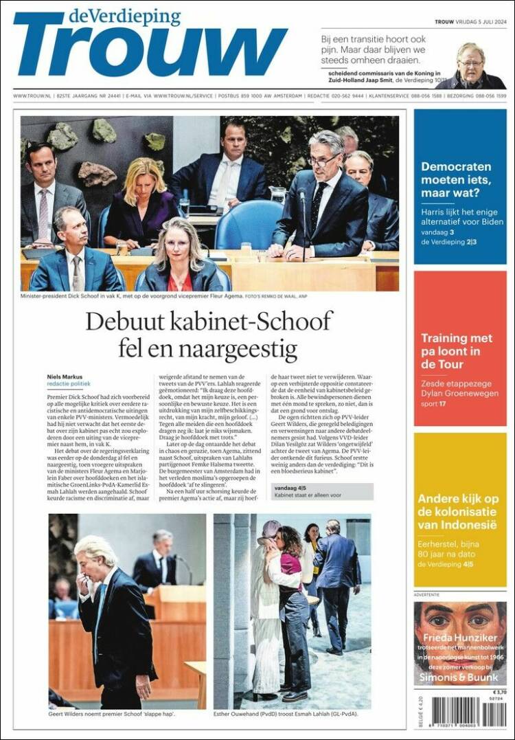 Portada de Trouw (Pa&iacute;ses Bajos)