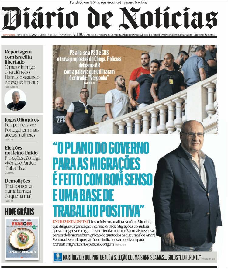 Portada de Diário de Noticias (Portugal)