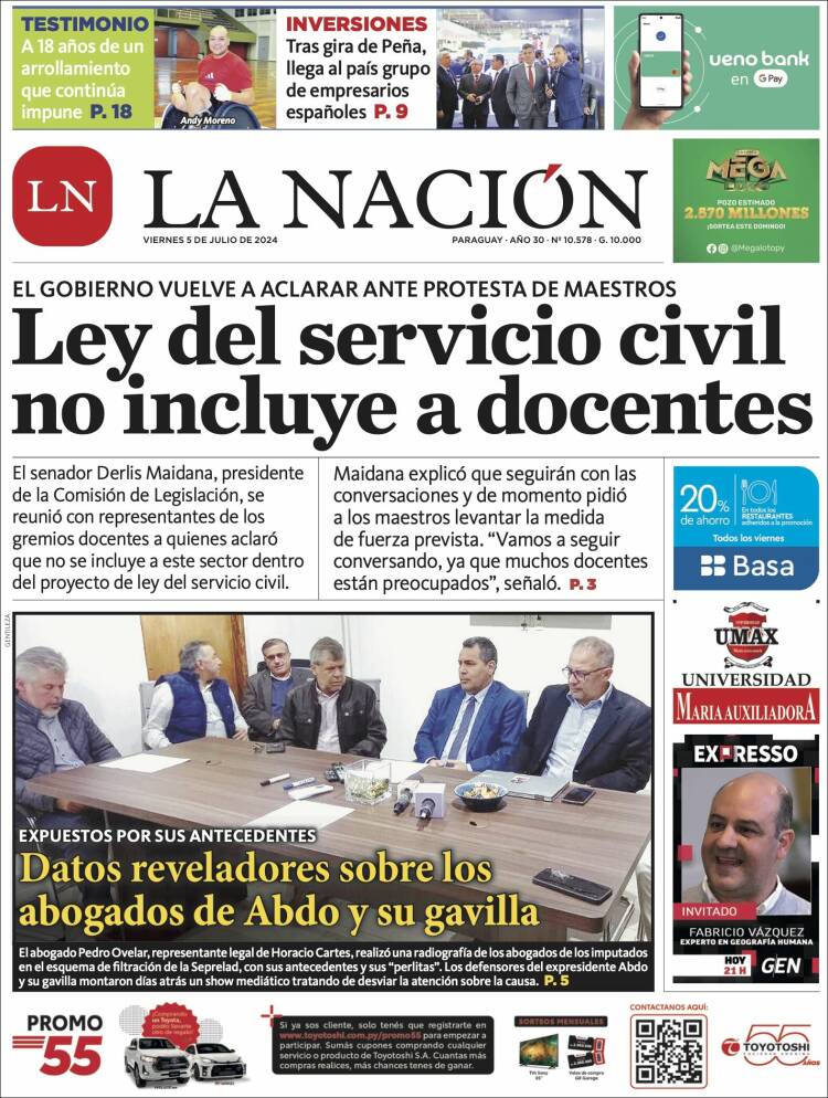 Portada de La Nación (Paraguay)