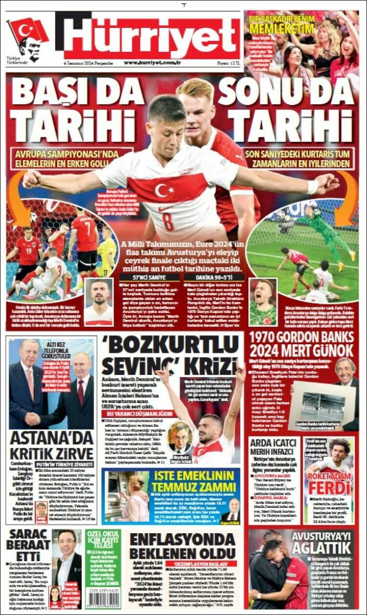 Portada de Hürriyet (Turqu&iacute;a)