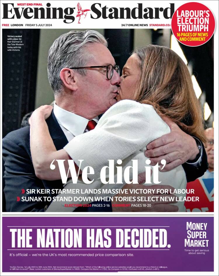 Portada de Evening Standard (Reino Unido)