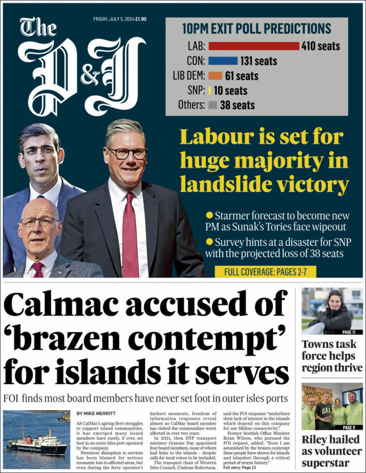 Portada de The Press and Journal (Reino Unido)