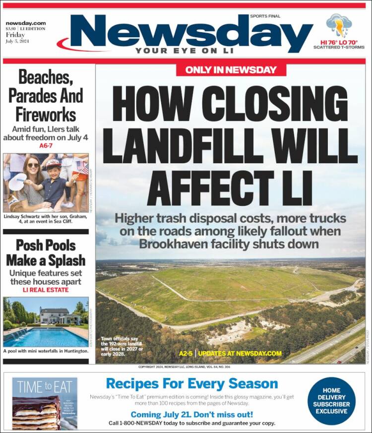 Portada de Newsday (USA)