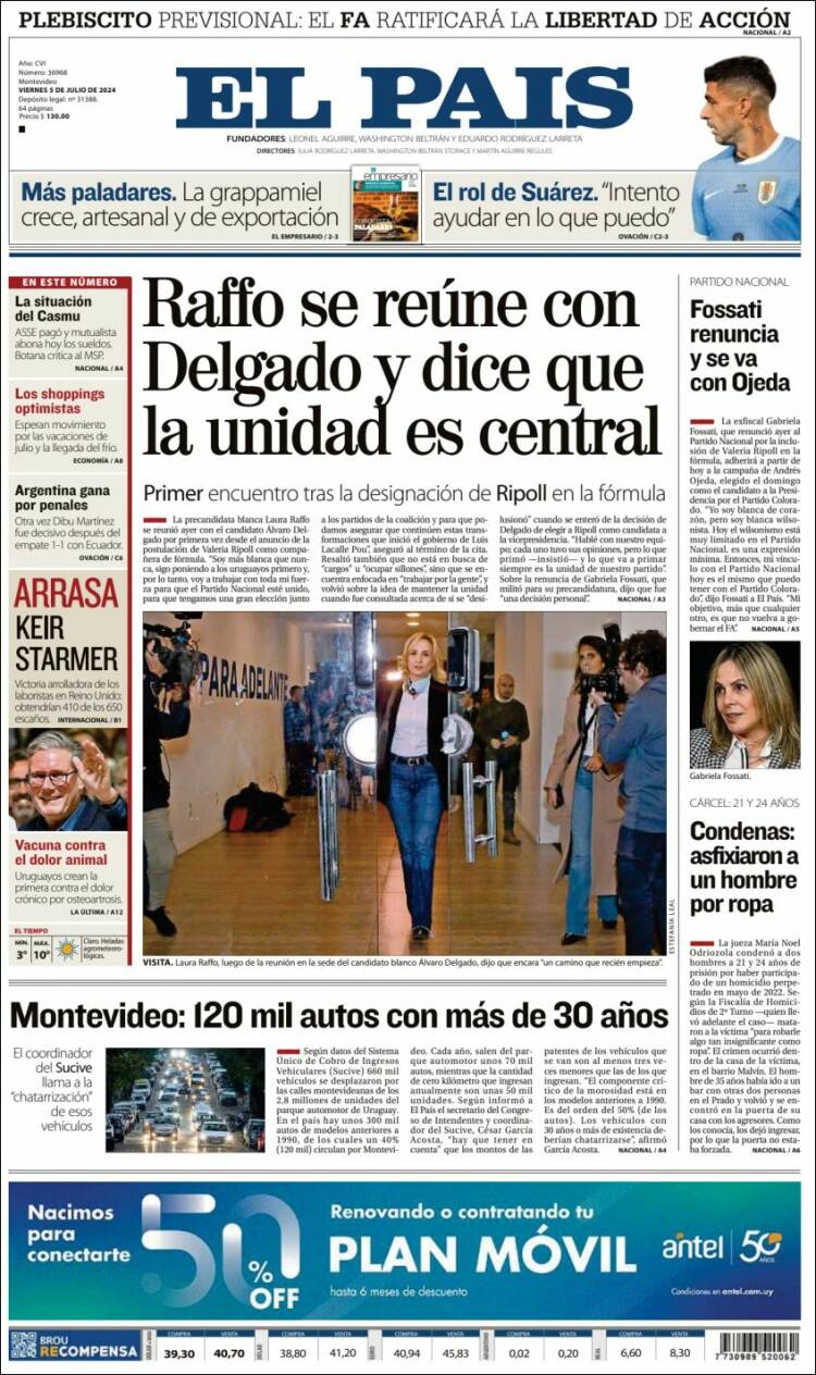 Portada de El País (Uruguay)