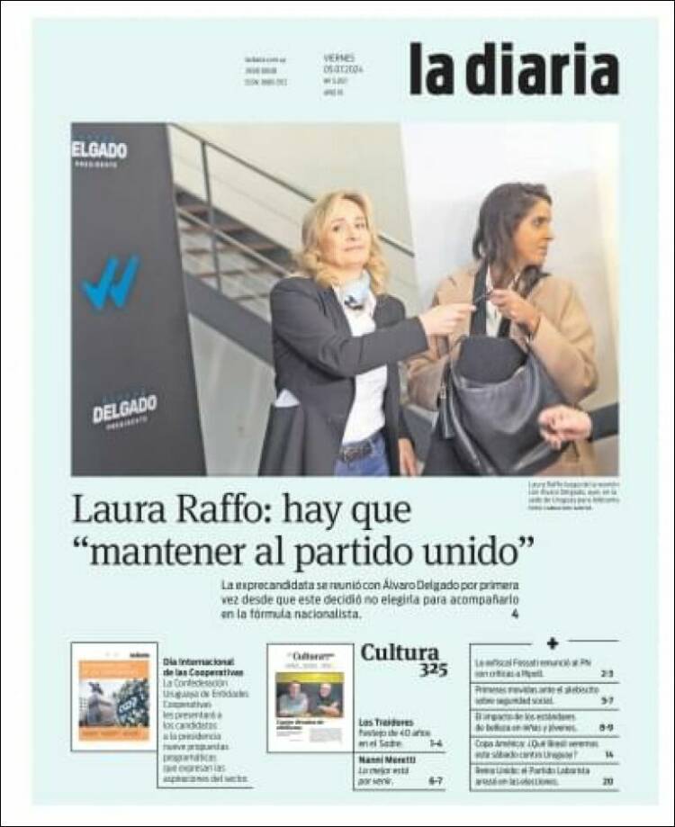 Portada de La Diaria (Uruguay)