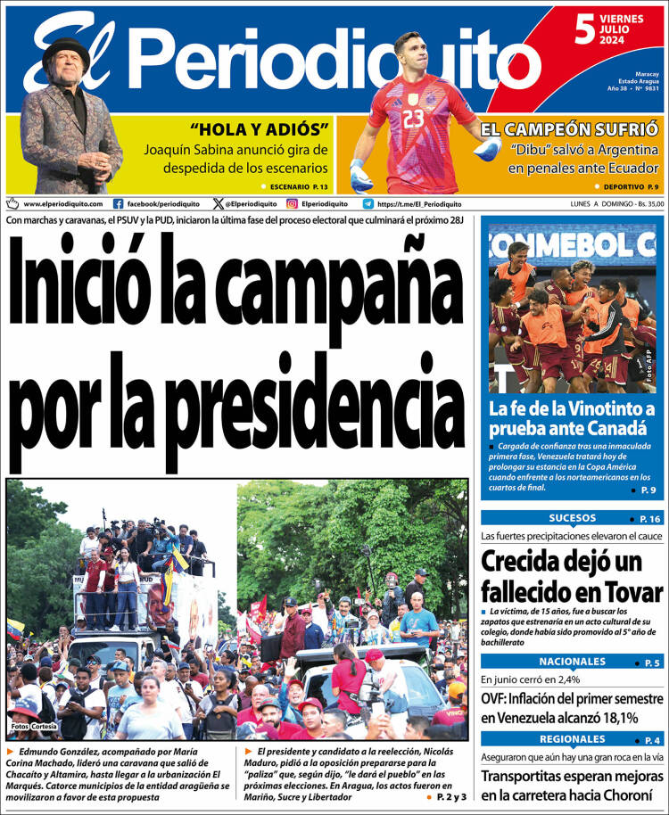 Portada de Periodiquito de Aragua (Venezuela)