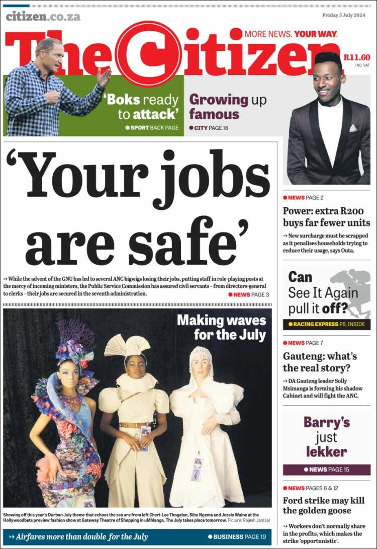 Portada de The Citizen (Sud&aacute;frica)